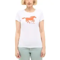Mustang Kurzarmshirt "Damen Style Loa", Damen, Gr. S, weiß, Jersey, 100% Baumwolle, Rundhals, Shirts Kurzarmshirt