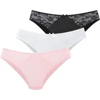 Petite fleur Slip , Damen, Gr. 44/46, 3 Stk., rosa, weiß, schwarz, Microtouch, Obermaterial: 87% Polyamid, 13% Elasthan, Unterhosen Slip, mit Spitzeneinsätzen