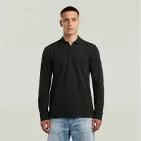 G-Star Poloshirt "Dunda Slim Polo", Herren, Gr. M, dk schwarz, Piqué, Obermaterial: 95% Baumwolle, 5% Elasthan, unifarben, slim fit, angesetztes Bündchen, Shirts Poloshirt, langärmlig, mit Logo