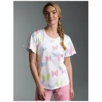 Trigema T-Shirt "T Shirt mit Allover-Druck "Schmetterlinge", Damen, Gr. 3XL, bunt (weiß), Single Jersey, 100% Baumwolle, Rundhals, Shirts T-Shirt