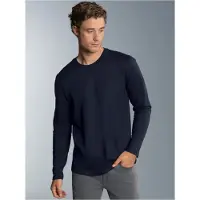 Trigema T-Shirt "Langarmshirt aus 100% Baumwolle", Herren, Gr. XL, blau (navy), Single Jersey, 100% Baumwolle, Basic, lang, Rundhals, Shirts T-Shirt