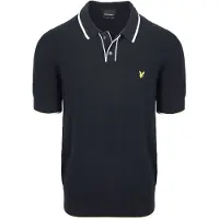 Lyle & Scott Strick Poloshirt Kontrastkante Dunkelblau