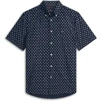 Tommy Hilfiger Kurzarmhemd "FLEX POPLIN PRINT Regular Fit", Damen, Gr. L, N-Gr, desert sky, allover, Web, Obermaterial: 100% Baumwolle, regular fit normal, Hemden Kurzarmhemd