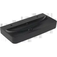 Villeroy & Boch Finion Waschtisch, ohne Überlauf, 2 Hahnlöcher, Unterseite geschliffen, 1000x470mm, 41681LR7, Farbe: Pure Black CeramicPlus