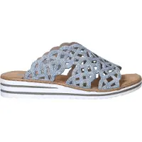 Rieker Damen Pantolette hellblau mit Glitzersteinchen 40