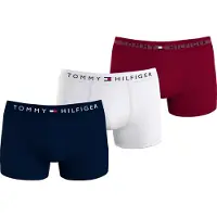 Tommy Hilfiger Trunk "3P TRUNK WB", Herren, Gr. XL (54), 3 Stk., bunt (desert sky, weiß, rouge), Jersey, Obermaterial: 95% Baumwolle, 5% Elasthan, UNDERWEAR, körpernah, Unterhosen Trunk, mit Logobund