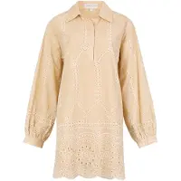 Apricot Minikleid "Minikleid aus Baumwolle", Damen, Gr. M (38), N-Gr, weiß (stein), gewebt, Obermaterial: 100% Baumwolle CO., 1-Knopf-Manschetten, Kleider Minikleid, mit Stickerei