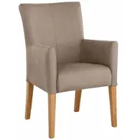 Home affaire Armlehnstuhl "King", grau (taupe, eiche natur), B:60cm H:92cm T:65cm, Polyester, Stühle, Armlehnstuhl, Esszimmerstuhl mit bequemer Polsterung, Esszimmersessel mit Armlehnen