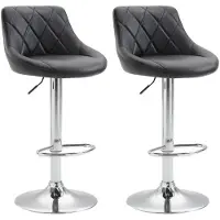 CLP 2er Set Barhocker Lazio Mit Kunstlederbezug I Höhenverstellbarer Und Drehbarer Hocker Mit Fußstütze In Chrom-Optik, Farbe: schwarz