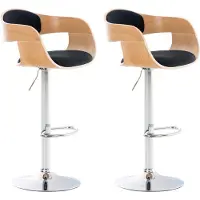 CLP 2er Set Barhocker Kingston Mit Stoffbezug Und Hochwertiger Polsterung I Höhenverstellbare Barstühle Mit Drehbaren Sitzen, Farbe: natur/schwarz