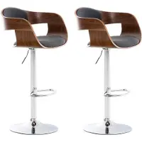 CLP 2er Set Barhocker Kingston Mit Stoffbezug Und Hochwertiger Polsterung I Höhenverstellbare Barstühle Mit Drehbaren Sitzen, Farbe: walnuss/dunkelgrau
