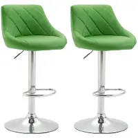 CLP 2er Set Barhocker Lazio Mit Kunstlederbezug I Höhenverstellbarer Und Drehbarer Hocker Mit Fußstütze In Chrom-Optik, Farbe: grün