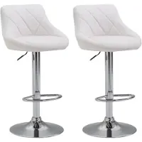 CLP 2er Set Barhocker Lazio Mit Kunstlederbezug I Höhenverstellbarer Und Drehbarer Hocker Mit Fußstütze In Chrom-Optik, Farbe: weiß