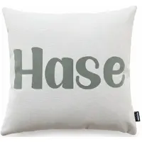 Done. Dekokissen DONE. "HASE", beige (beige, khaki, schriftzug bedruckt), B:45cm L:45cm, Polyester, Dekokissen_Sitzkissen_Kissenhüllen, Dekokissen, Weicher Chenille-Stoff Kuschelige Beflockung