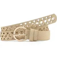 LASCANA Hüftgürtel "Hosengürtel, Anzuggürtel, Gürtel, Jeansgürtel", Damen, Gr. 75, beige, Kunstfaser, unifarben, Gürtel Hüftgürtel, mit kleinen Cut-Outs - für Hosen & Kleider, Topseller