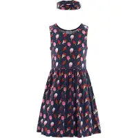 Happy girls Jerseykleid Set, 2 tlg. tlg. mit süßem Haarband mit Schleifendetail