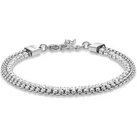 Police Armband "Sequence", silber (edelstahlfarben, kristallweiß, kristallweiß), Armbänder, 22cm, Edelstahl, Armband, mit Kristallstein (synth.)