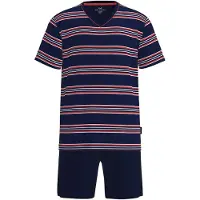 Götzburg Schlafanzug GÖTZBURG "Pyjama Shorty Klima Aktiv", Herren, Gr. XL, bunt (blau, rot), Obermaterial: 60% Baumwolle CO. 40% Polyester PES., Homewear-Sets Schlafanzug