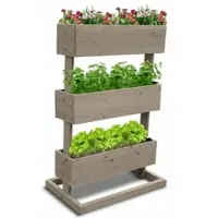 Coemo Mittleres Vertikalbeet Grau Hochbeet 3 Etagen inkl. Pflanzfolie 50x30x75