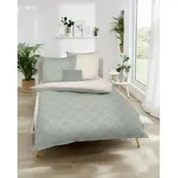 Kaeppel Wendebettwäsche "La Ville", grün (khaki), B/L: 155cm x 220cm, 1 Stk., 1 Stk., Mako-Satin, B/L: 80cm x 80cm, 2 Stk., Mako-Satin, Obermaterial: 100% Baumwolle, Bettwäsche, Wendebettwäsche