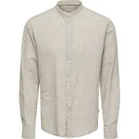 Only & Sons Langarmhemd "ONSCAIDEN LS SOLID LINEN MAO SHIRT NOOS" Baumwolle mit Leinen, slim fit