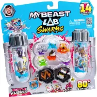 BEAST LAB Swarms Battle Fusion-Serie Mega-Laborpackung – enthält 14 Mini-Monster mit ultraseltenem Hammerhead, über 80 Stück zum Sammeln, Sticker und Fusions-Kapseln zum Präsentieren