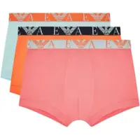 Emporio Armani für Herren. EM000259_AF20668 3er Set einfarbige Boxershorts rosa, türkis, orange (XXL), Heimtextilien, Baumwolle