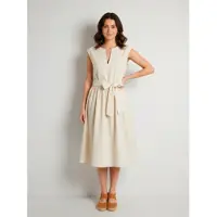 Woolrich für Damen. CFWWDR2028FRUT3944 Popeline-Kleid weiß (XS), Beige, Lässig, Baumwolle, Ärmellos / Hosenträger