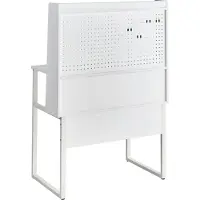 Beliani Schreibtisch Weiß 84 x 48 cm mit Stauraum und Lochplatte Pinnwand Multifunktional Modernes Design Bürotisch Homeoffice