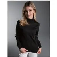 Trigema Rollkragenshirt "Langarm Ski- und Sport-Rollkragenpullover", Damen, Gr. M, schwarz, Feinripp, 100% Baumwolle (Bio-Baumwolle kbA), Basic, normal, ohne Ausschnitt, Shirts Rollkragenshirt