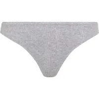 LASCANA String , Damen, Gr. 32/34, grau, Obermaterial: 100% Baumwolle, meliert, körpernah, Unterhosen String, in schöner Pointelle-Qualtiät
