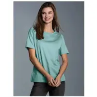 Trigema T-Shirt "T-Shirt DELUXE Baumwolle mit Kristallsteinen", Damen, Gr. 3XL, blau (gletscher), Single Jersey, 100% Baumwolle, Basic, lang, Rundhals, Shirts T-Shirt