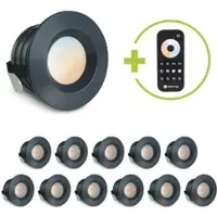 Longlife LED Einbaustrahler Mini flach Torino 3W CCT IP44 - Farbe: anthrazit RAL 7016 - Anzah...