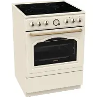 Gorenje Elektro-Standherd "GECS6B70CL", Energieeffizienz: A, beige (creme), Herdsets, Retro Design. Zeitlose Eleganz für jede Küche, Elektro-Standherd