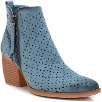 Refresh für Damen. 17251901-JEANS Lederstiefelette 172519 blau (36), 5 bis 8 cm, Reißverschluss, Lässig