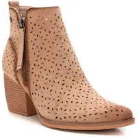 Refresh für Damen. 17251902-BEIGE Lederstiefelette 172519 beige (37), 5 bis 8 cm, Reißverschluss, Lässig