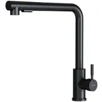 AM.PM Küchenarmatur Schwarz Matt, Wasserhahn Küche Drehbar, Spültischarmatur L-förmiger Auslauf, Mischbatterie Küche Edelstahl