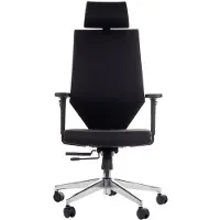 Stema Drehbarer ergonomischer Bürostuhl ZN-805-C, verstellbare Armlehnen, Kopfstütze, Aluminiumbasis, verschiebbarer Sitz (vorne-hinten), Schwarz