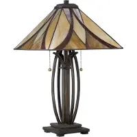 QUOIZEL Tiffany Asheville Schreibtischlampe Bronze Metall Valiant 2 Lichter E27