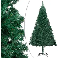 The Living Store Künstlicher Weihnachtsbaum mit Dicken Zweigen Grün 210 cm PVC