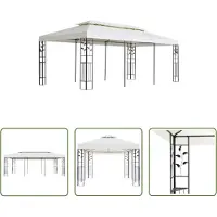 The Living Store Pavillon mit Doppeldach Weiß 6x3 m Stahl