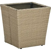 Syfax Beistelltisch Beige 41,5x41,5x44 cm Poly Rattan und Hartglas