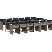 Syfax 13-teiliges Garten-Ess-Set mit Kissen, grau, Polyrattan