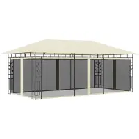 The Living Store Pavillon mit Moskitonetz 6x3x2,73 m Creme