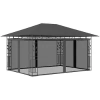 The Living Store Pavillon mit Moskitonetz 4x3x2,73 m Anthrazit 180 g/m²