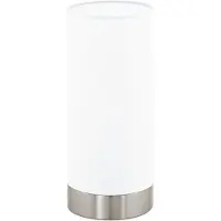 Eglo Tischlampe Damasco 1, Deko Tischleuchte, kleine Nachttischlampe aus Metall und Glas in Silber und Weiß, E27 Fassung