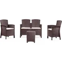 Dmora Garten-Set LIDO 2 braun 4-Sitzer in Rattanimitation UV-beständig ganzjährig nutzbar