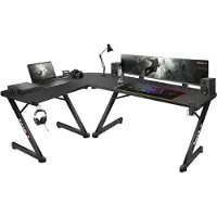 Huzaro Hero 7.0 | L-förmiger Eckschreibtisch Gamingtisch Schreibtisch Bürotisch | Rechts Links Montage | Carbon Tischplatte | 154 x117 | Schwarz