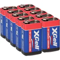 Xcell 10x Lithium 9V Block Batterie 1200mAh für Rauchmelder - passend für Rauchmelder & Sicherheitstechnik