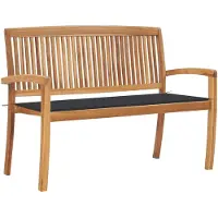 The Living Store Stapelbare Gartenbank mit Auflage 128,5 cm Massivholz Teak